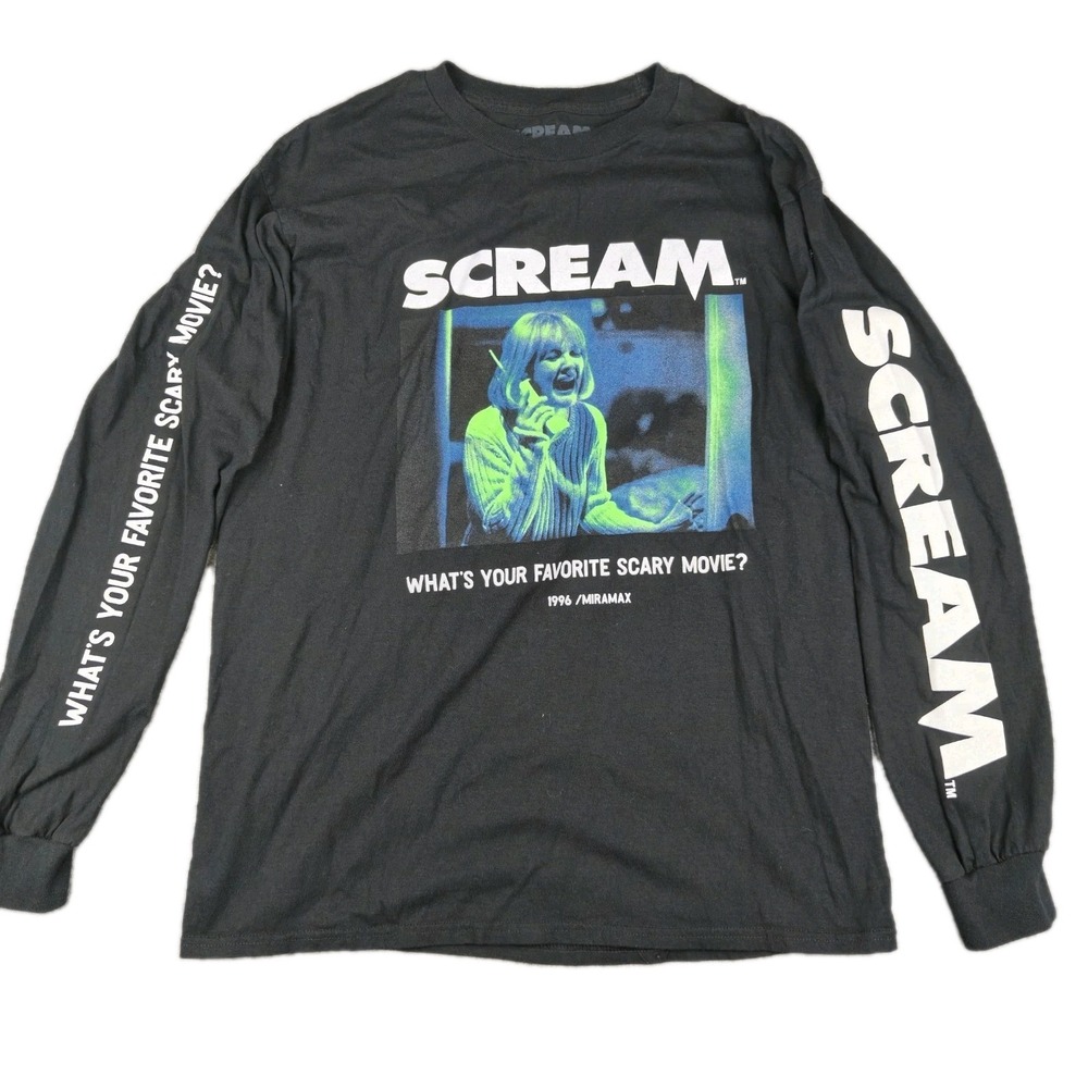 Scream Drew Barrymore What's Your Favorite Scary Movie Long Sleeve T-Shirt Large